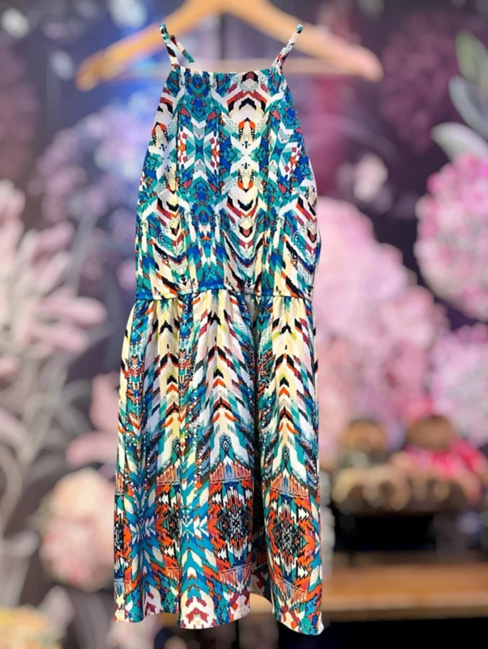 Speechless Halter Midi Dress Juniors Med Multi Color Aztec